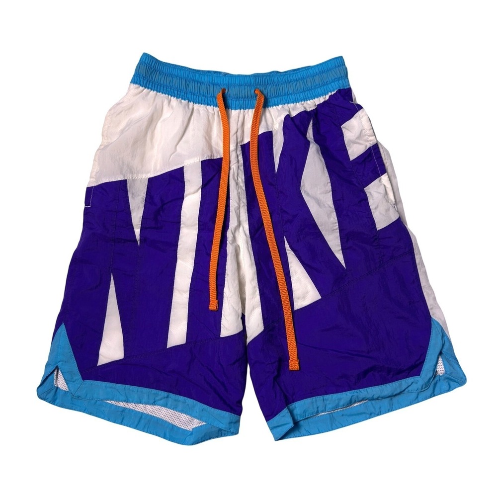 Vintage Nike Board Shorts Mens Size S Blue Spellout Swim Trunks Retro 90s‎
